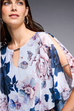 Joseph Ribkoff 231759 Vanilla/Multi Floral Print Chiffon Overlay Top