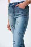 Joseph Ribkoff 231917 Vintage Blue Embellished Star Embroidered Jeans