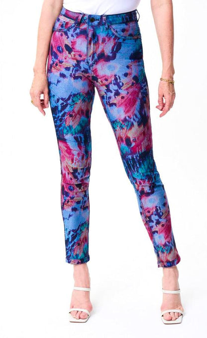 Joseph Ribkoff 231933 Light Blue/Multi Butterfly Print Reversible Jeans