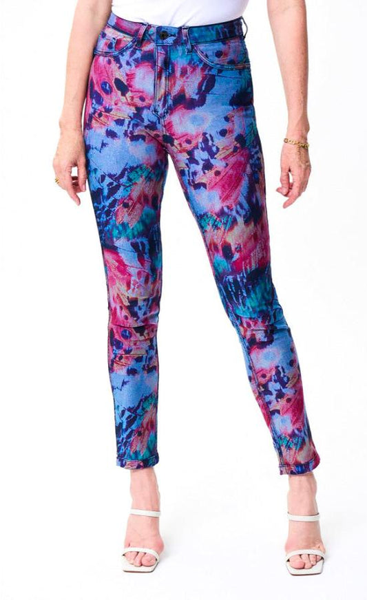Joseph Ribkoff 231933 Light Blue/Multi Butterfly Print Reversible Jeans