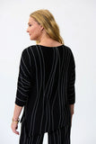 Joseph Ribkoff 231936 Black/Vanilla Striped Knit Asymmetric Top