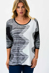 Joseph Ribkoff 231940 Color Block 3/4 Sleeve Sweater Top