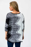 Joseph Ribkoff 231940 Color Block 3/4 Sleeve Sweater Top