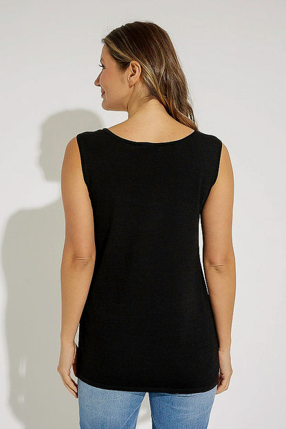 Joseph Ribkoff 231941 Black/Vanilla Floral Print Sleeveless Knit Top