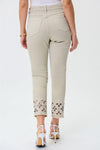 Joseph Ribkoff 231960 Embellished Cutout Detail Frayed Cropped Jeans