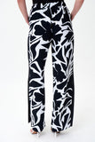 Joseph Ribkoff 232046 Vanilla/Black Abstract Print Side Split Pants