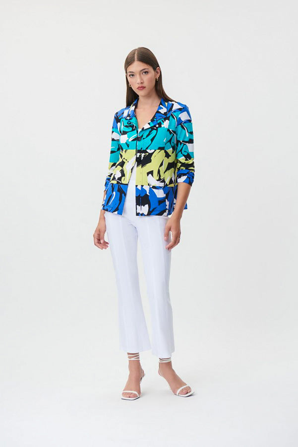 Joseph Ribkoff 232076 Black/Multi-Color Blocked Brushstroke Print Jacket