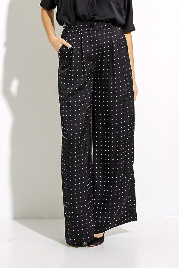Joseph Ribkoff 232084 Black/White Polka-Dot Pleated Front Pants