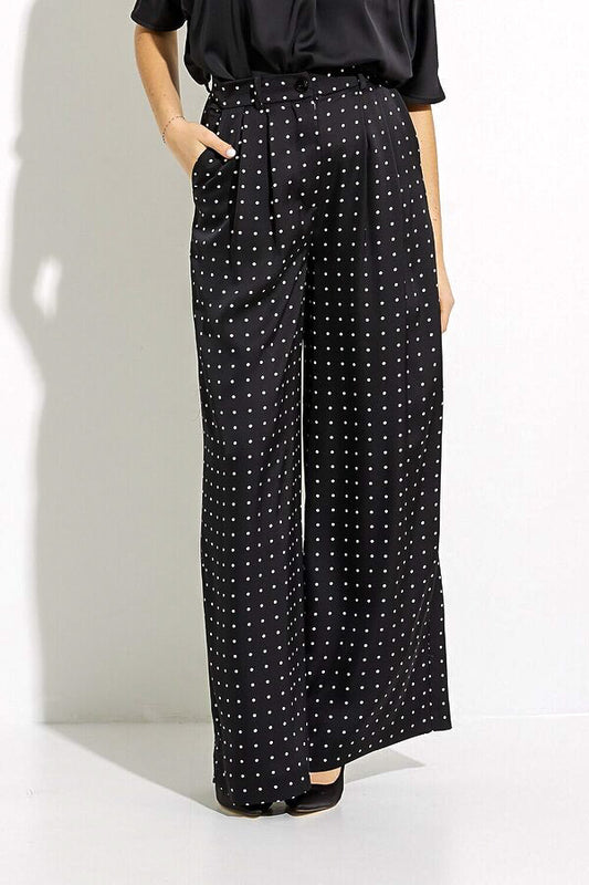 Joseph Ribkoff 232084 Black/White Polka-Dot Pleated Front Pants