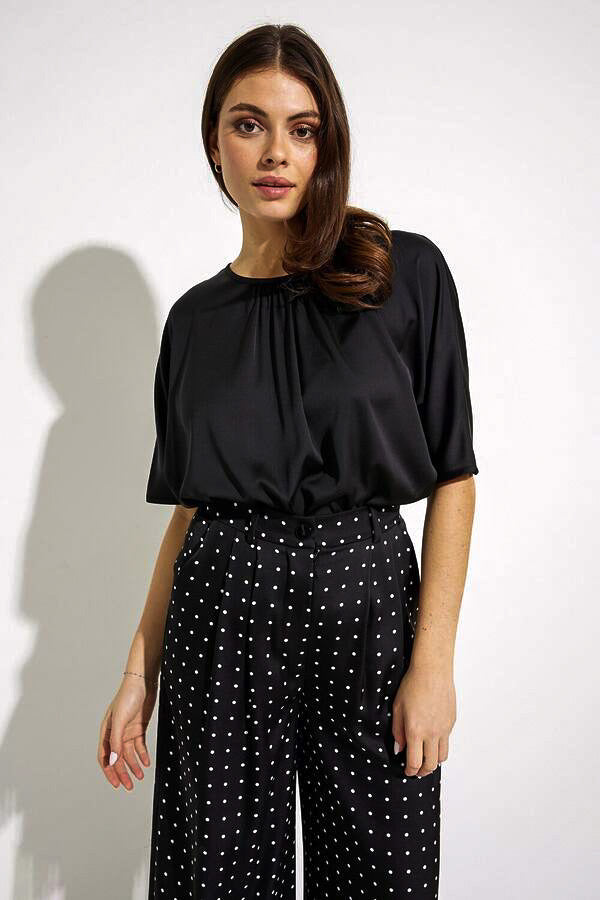 Joseph Ribkoff 232084 Black/White Polka-Dot Pleated Front Pants