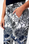 Joseph Ribkoff 232085 Vanilla/Navy Tropical Print Pull On Cropped Pants