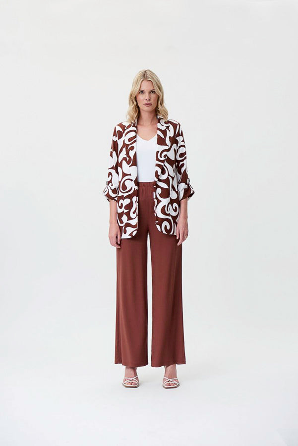 Joseph Ribkoff 232105 Espresso Pull On Wide-Leg Pants