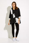 Joseph Ribkoff 232147 Black/White Color Block Textured Jacket
