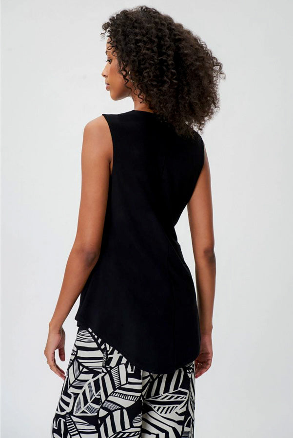 Joseph Ribkoff 232184 Black Cut-Out Detail Sleeveless Tunic Top