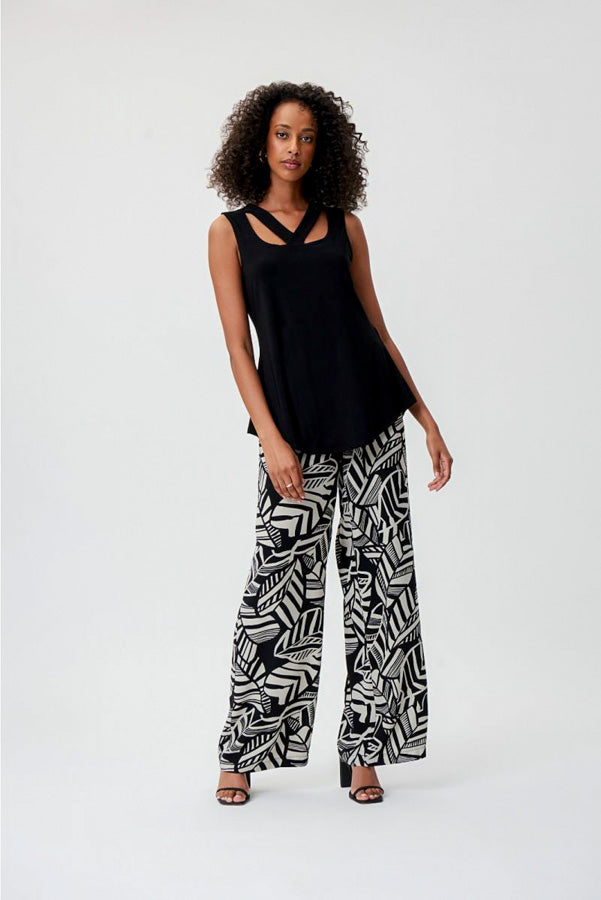 Joseph Ribkoff 232184 Black Cut-Out Detail Sleeveless Tunic Top