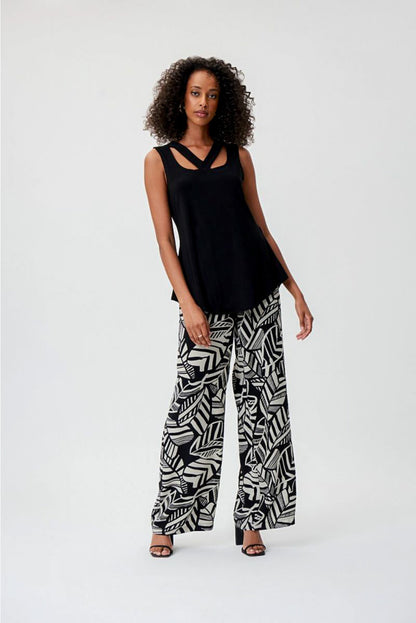 Joseph Ribkoff 232184 Black Cut-Out Detail Sleeveless Tunic Top