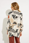 Joseph Ribkoff 232266 Moonstone/Multi Floral Print Roll-Tab Sleeve Top
