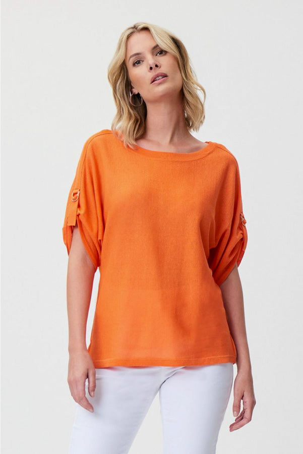 Joseph Ribkoff 232908 Roll-Tab Sleeve Soft Knit Top