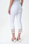 Joseph Ribkoff 232909 White Lace Cuff Cropped Jeans