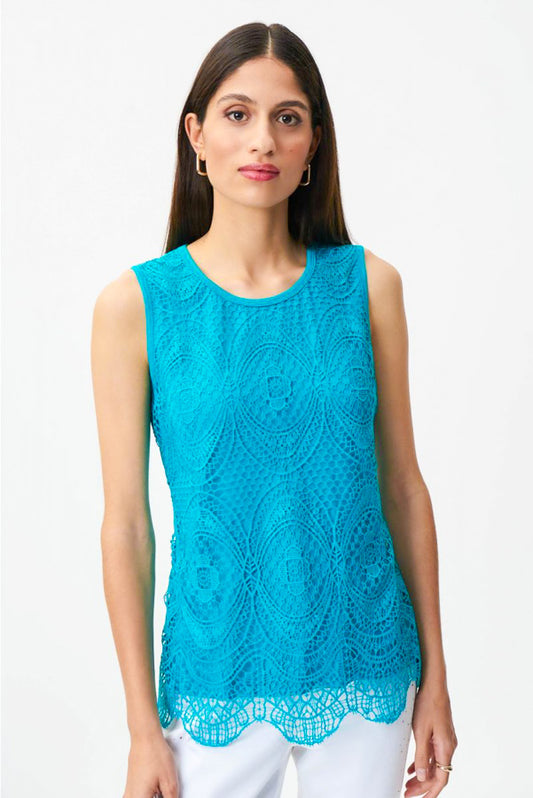 Joseph Ribkoff 232923 Lace Front Overlay Sleeveless Top