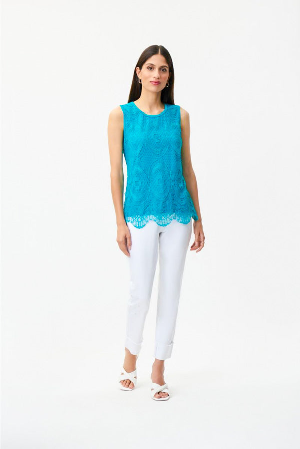 Joseph Ribkoff 232923 Lace Front Overlay Sleeveless Top