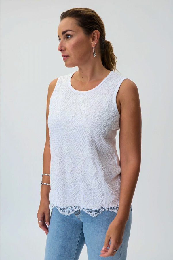 Joseph Ribkoff 232923 Lace Front Overlay Sleeveless Top