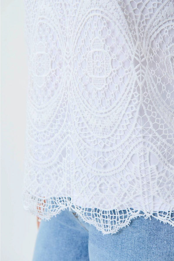 Joseph Ribkoff 232923 Lace Front Overlay Sleeveless Top