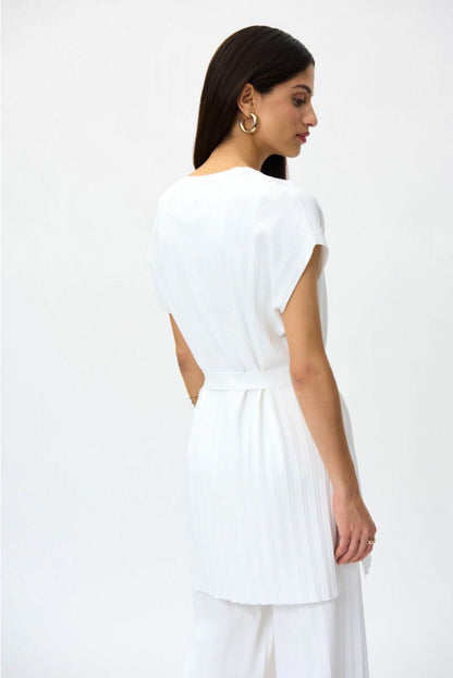Joseph Ribkoff 232928 Vanilla Pleated Cover-Up Jacket