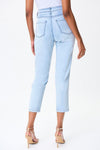 Joseph Ribkoff 232939 Light Blue/Multi Floral Print Reversible Slim Cropped Jeans