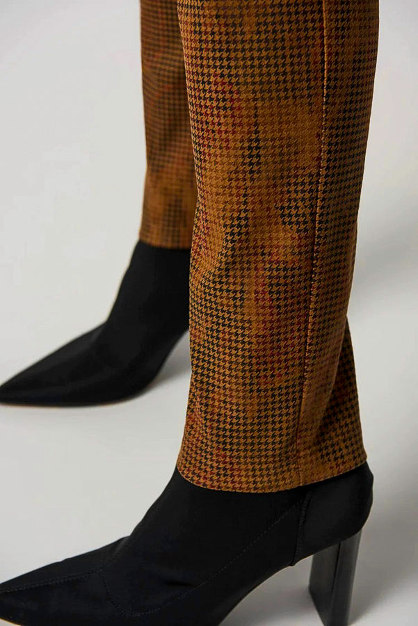 Joseph Ribkoff 233000 Brown/Multi Houndstooth Pull On Slim Ankle Pants