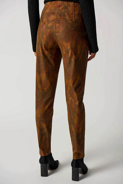 Joseph Ribkoff 233000 Brown/Multi Houndstooth Pull On Slim Ankle Pants