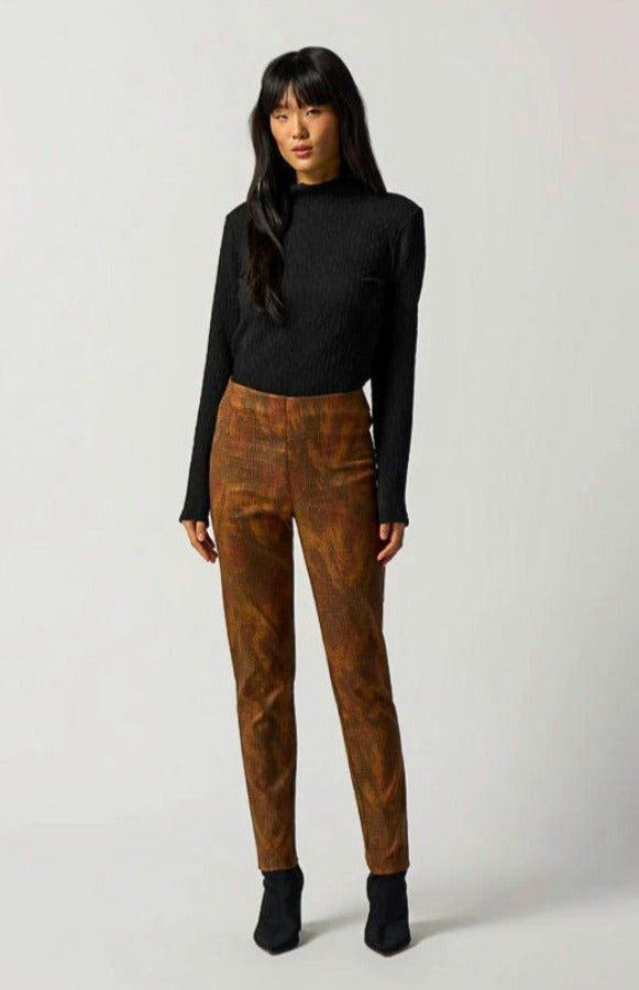 Joseph Ribkoff 233000 Brown/Multi Houndstooth Pull On Slim Ankle Pants