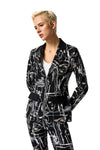 Joseph Ribkoff 233013 Black/Multi Abstract Face Print Blazer Jacket