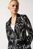 Joseph Ribkoff 233013 Black/Multi Abstract Face Print Blazer Jacket