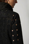 Joseph Ribkoff 233061 Black/Gold Cutout Faux Suede Long Jacket