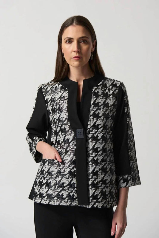 Joseph Ribkoff 233157 Black/White Textured Houndstooth Jacket