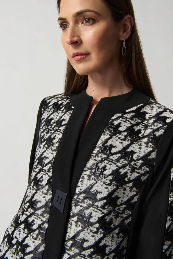 Joseph Ribkoff 233157 Black/White Textured Houndstooth Jacket