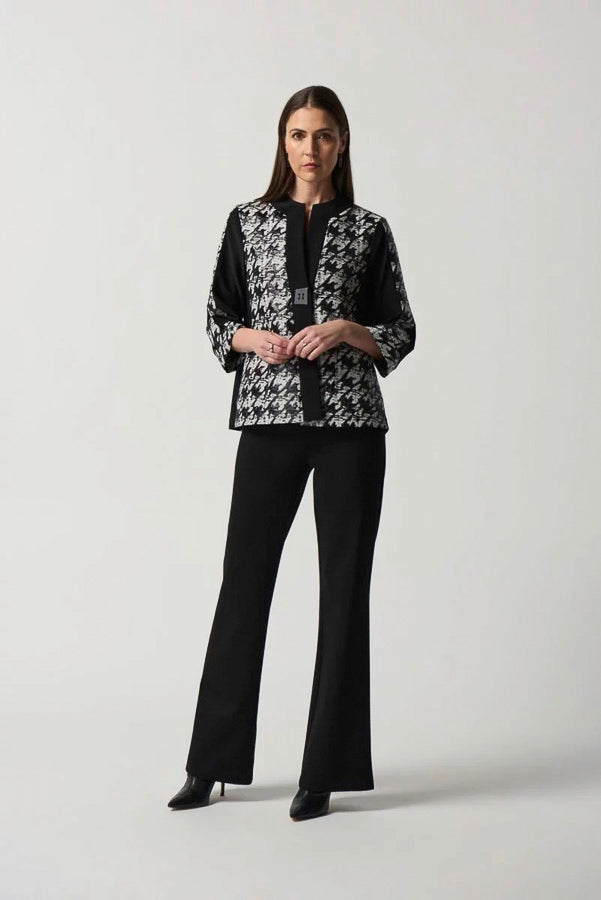 Joseph Ribkoff 233157 Black/White Textured Houndstooth Jacket