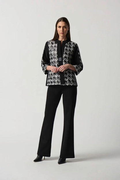 Joseph Ribkoff 233157 Black/White Textured Houndstooth Jacket