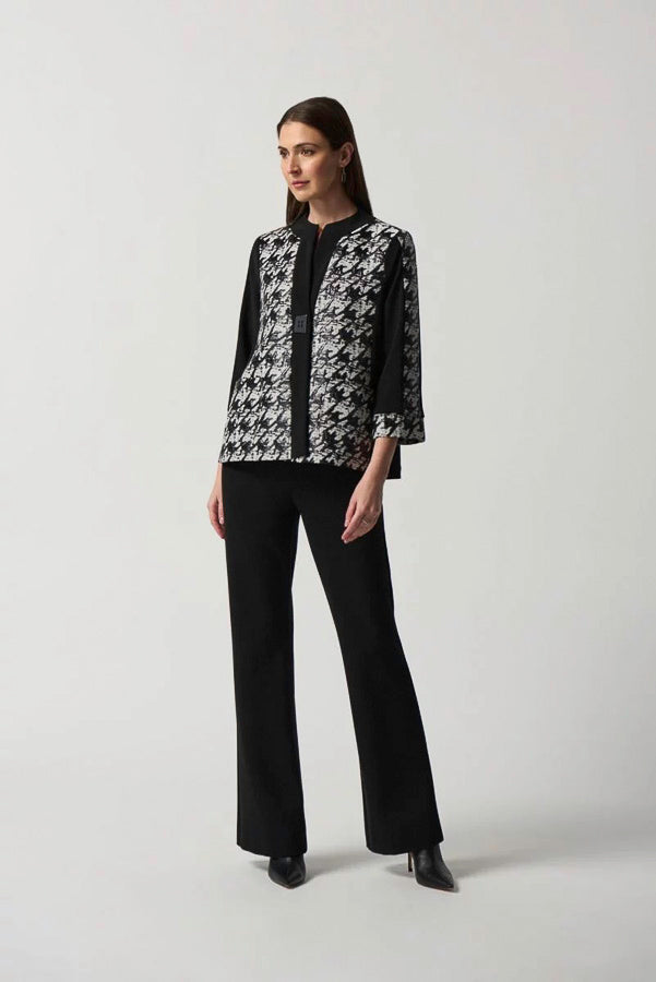 Joseph Ribkoff 233157 Black/White Textured Houndstooth Jacket