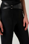 Joseph Ribkoff 233162 Black Heavy Knit Faux Leather Detail Pants