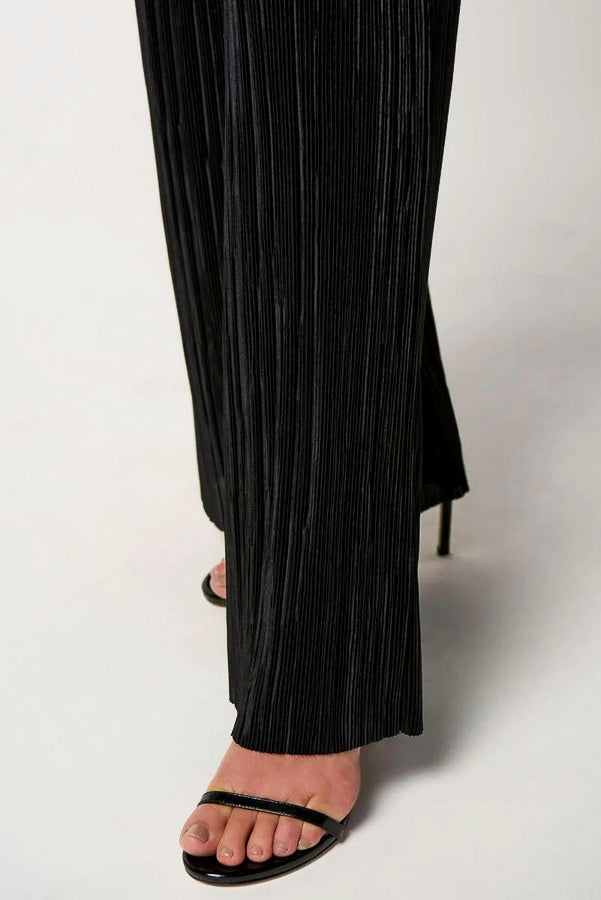 Joseph Ribkoff 233166 Black Crinkled Pleats Pull On Pants