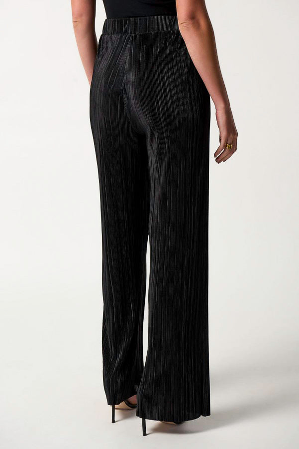 Joseph Ribkoff 233166 Black Crinkled Pleats Pull On Pants