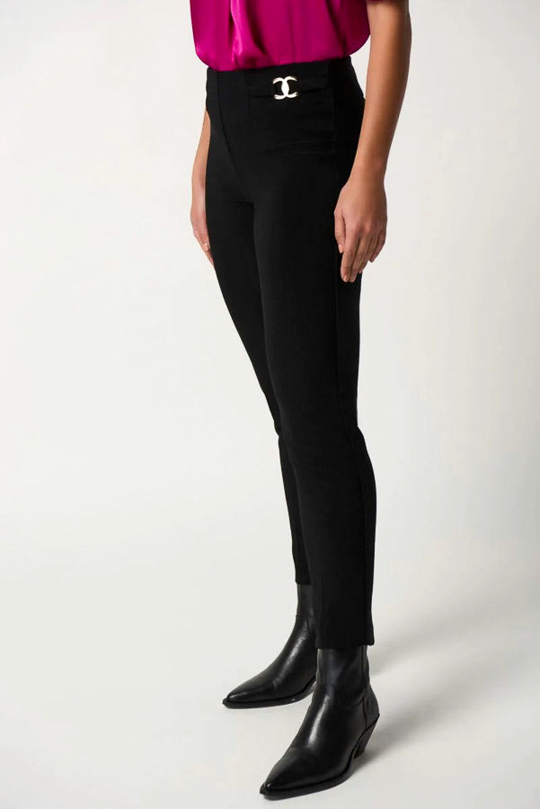 Joseph Ribkoff 233180 Buckle Detail Pull On Slim Straight Ankle Pants