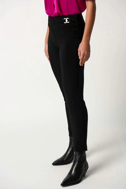 Joseph Ribkoff 233180 Buckle Detail Pull On Slim Straight Ankle Pants