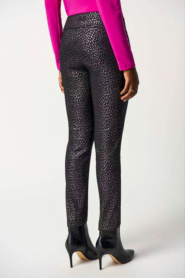 Joseph Ribkoff 233191 Black/Bronze Metallic Pull On Slim Ankle Pants