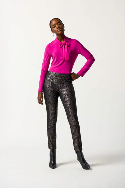 Joseph Ribkoff 233191 Black/Bronze Metallic Pull On Slim Ankle Pants