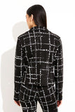 Joseph Ribkoff 233218 Black/Multi Plaid Faux Leather Trim Jacket