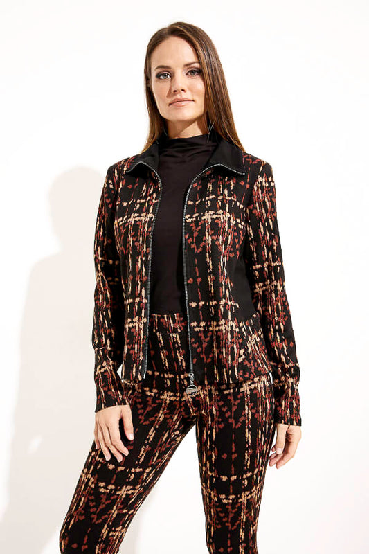 Joseph Ribkoff 233239 Black/Multi Plaid Zip-Up Jacket