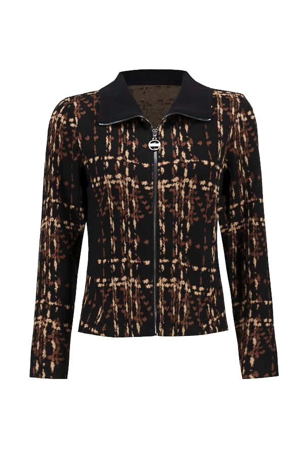 Joseph Ribkoff 233239 Black/Multi Plaid Zip-Up Jacket